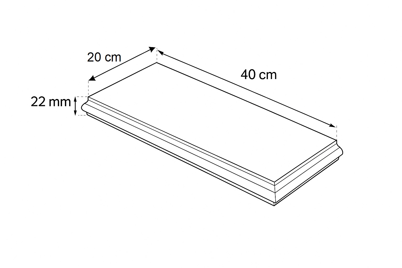 Półka Wisząca 40 cm Biała Lakierowana 22 mm — Dorina